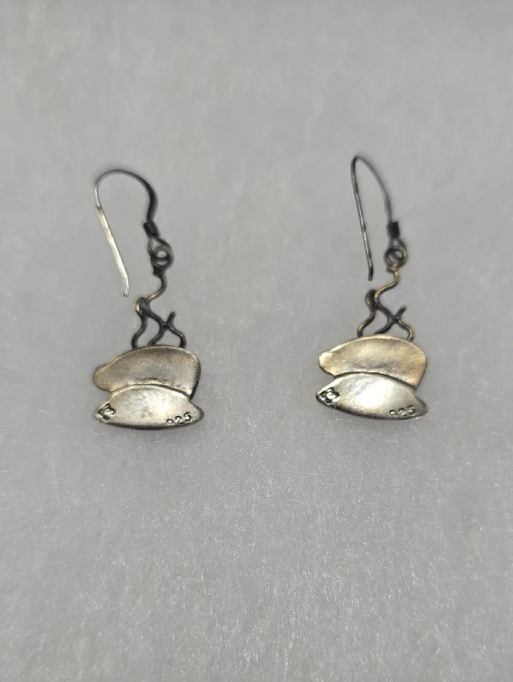 Sterling Silver Coffee Cup Dangle Earrings - Blackened Finish